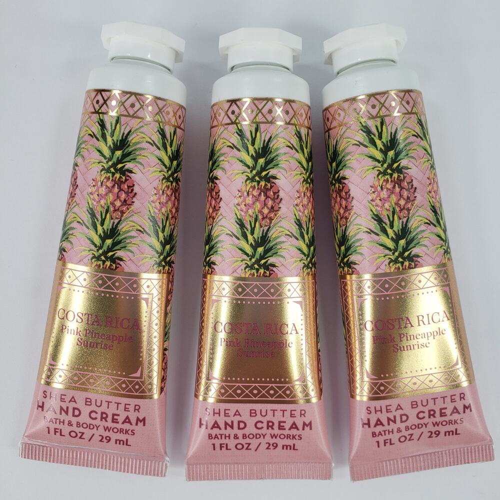 3 PINK PINEAPPLE SURPRISE Hand Cream Bath & Body Works Travel Size Costa Rica
